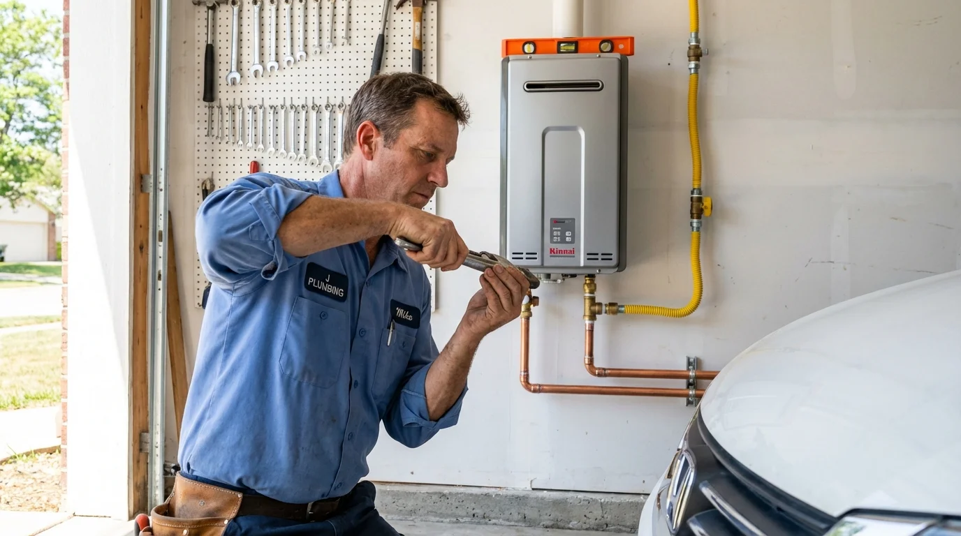 Tankless water heater installation by a Johns Plumbing LLC plumber in Broussard